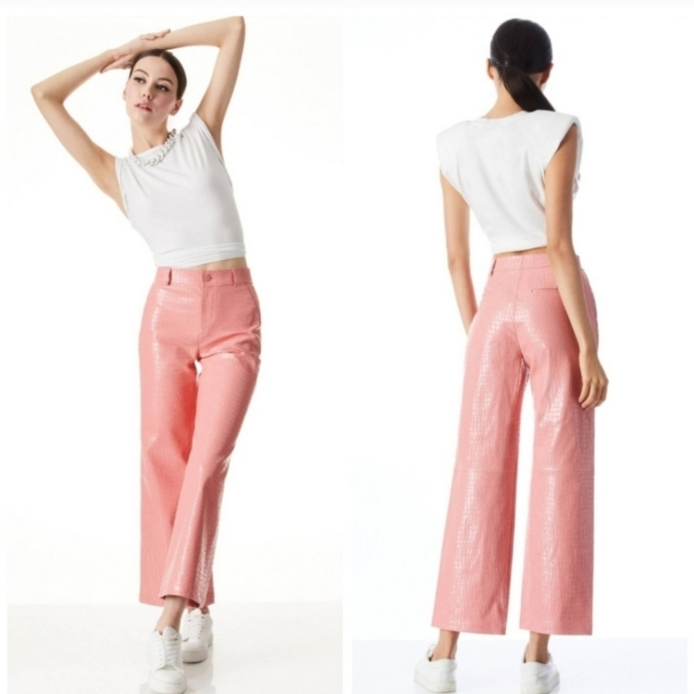 ALICE + OLIVIA TRENT VEGAN CROC CROPPED PANT SIZE 6 - Picture 4 of 13